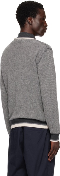 Gray Knit Collar Line Polo