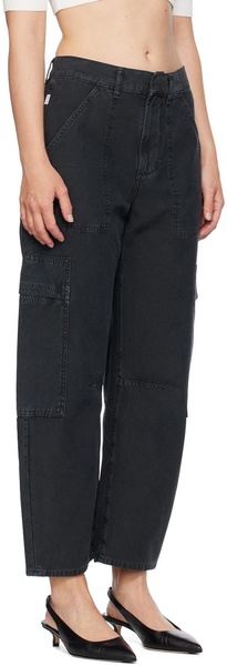 Black Marcelle Low Slung Easy Cargo Pants