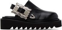 Black Pin-Buckle Mules