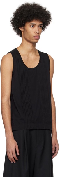 Black Double-Pleated Tank Top