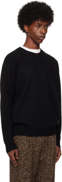 Black Shetland Wool Cashmere Knit Sweater