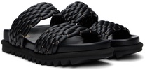 Black Leather Braided Sandals