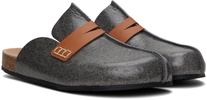 Gray Laminated Felt Mules