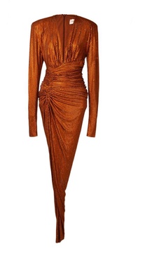 Alexandre Vauthier Embellished V-Neck Ruched Gown