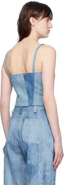 Blue Paneled Denim Camisole