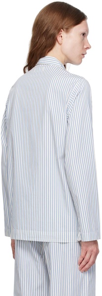 White & Blue Striped Pyjama Shirt