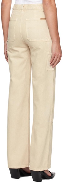 Beige Paneled Jeans