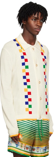 White Intarsia Cardigan