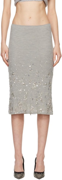 Gray Crystal Cluster Midi Skirt