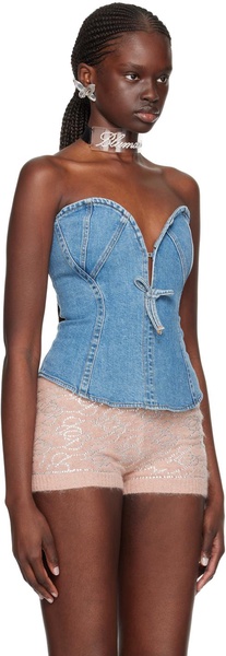 Blue Paneled Denim Tank Top