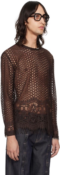 Brown Summer Net Sweater