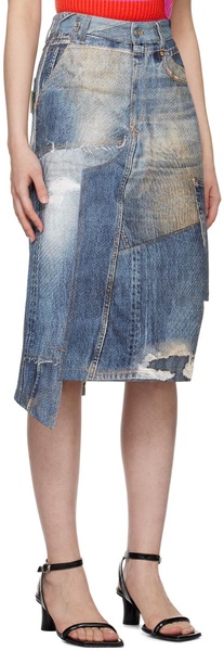 SSENSE Exclusive Blue Rework Denim Midi Skirt