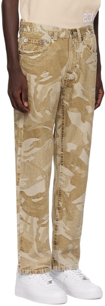 Beige Graphic Jeans