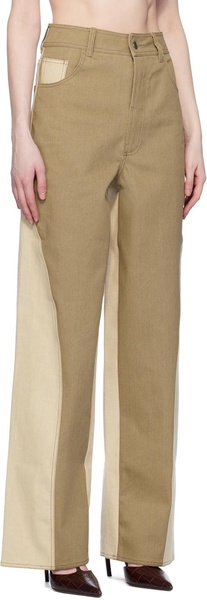 Khaki & Beige Reverse Jeans