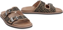 'Fendi Feel' Brown Sandals with FF Print in Leather Man