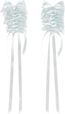 Blue Long Rosette Bow Earrings