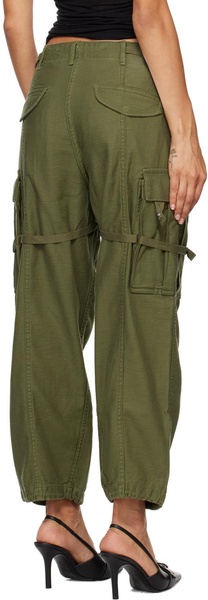 Khaki Cropped Cargo Trousers