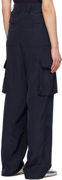 Navy Pleated Cargo Pants