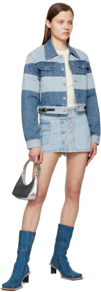 Blue Apron Wrap Denim Miniskirt