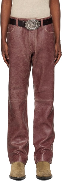 Burgundy Crackle Leather Pants