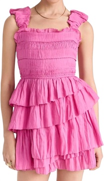 sleeveless tiered dress pink