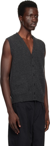 Gray Button Knit Solid Vest