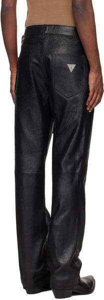 Black Crackle Leather Pants