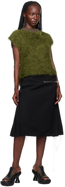 Black Camtton Midi Skirt