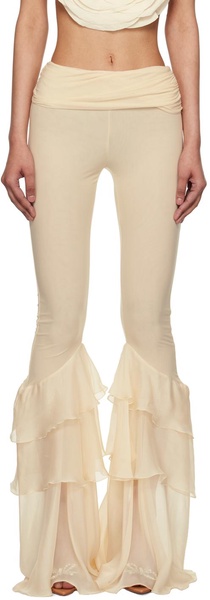 Beige Ruffle Trousers