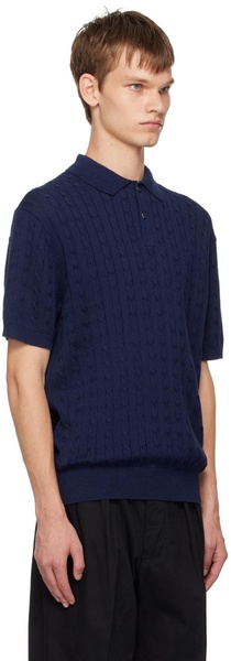 Navy Cable Knit Polo