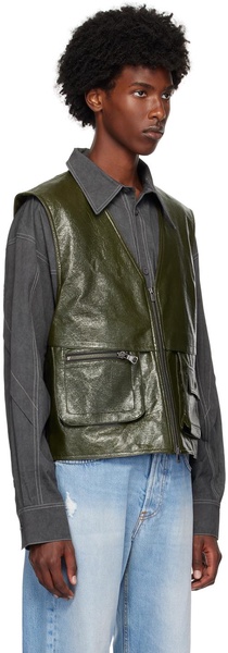 Green Tonny Zip-Up Faux-Leather Vest