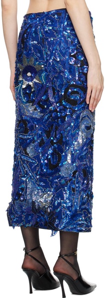 Blue Sequin Maxi Skirt