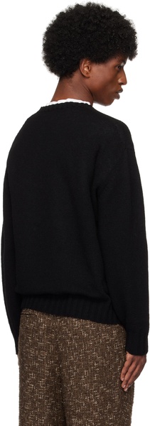 Black Shetland Wool Cashmere Knit Sweater