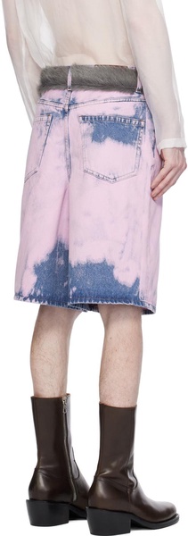 Pink Garment-Dyed Denim Shorts