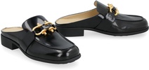 BOTTEGA VENETA Men's Black Glossy Leather Open-Back Loafers for SS23