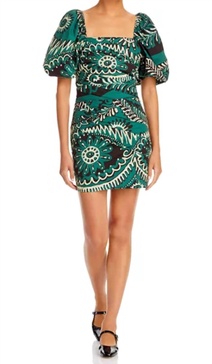 charlough puffed sleeve dress in green