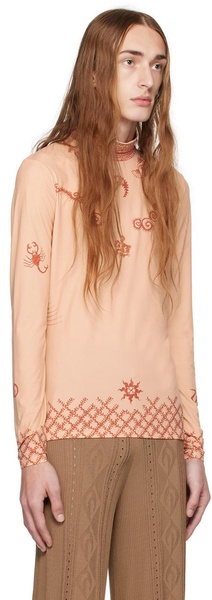 Beige Henna Print Turtleneck