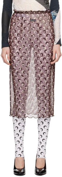 Brown Moon Printed Midi Skirt