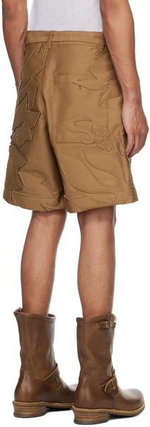 Tan Embroidered Shorts