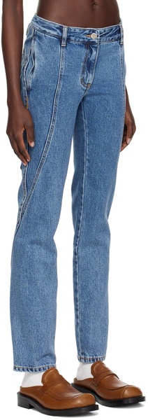 Blue Curved Seam Jeans