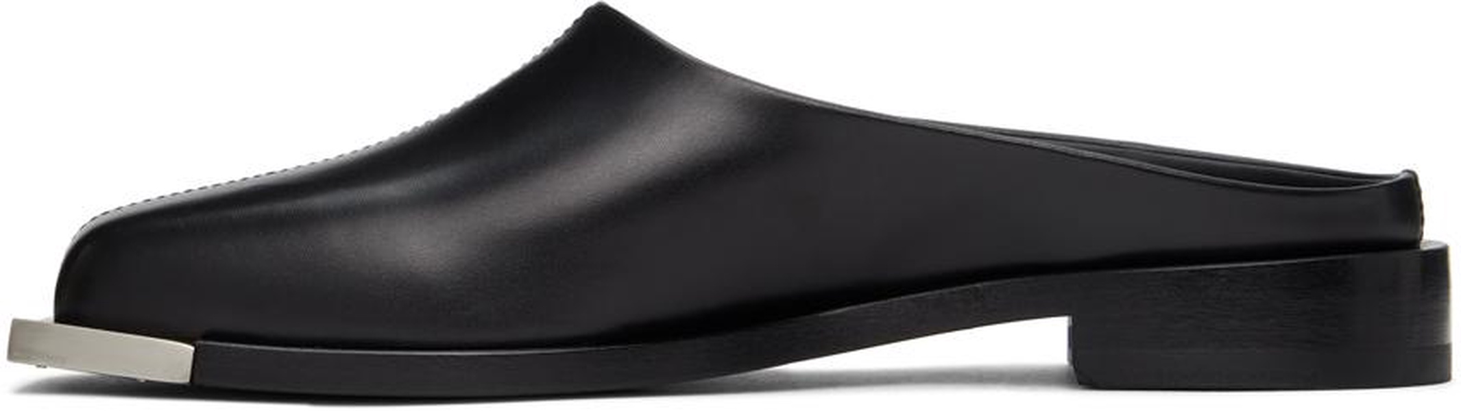 Black Metal Square Toe Loafers