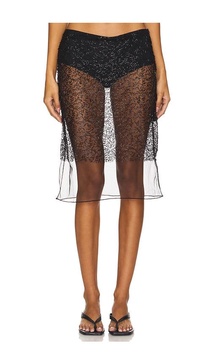 Novi Sheer Beaded Low Rise Midi Skirt