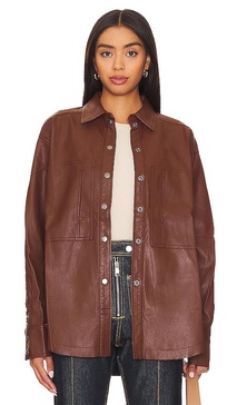 HEMDJACKE AUS LEDERIMITAT FREE PEOPLE EASY RIDER