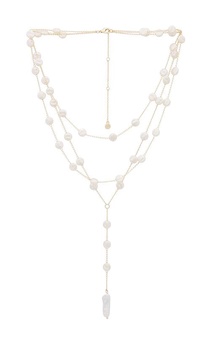 Pearl Coin Layered Lariat Necklace