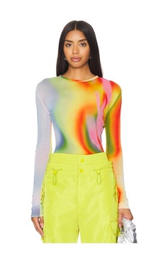 Rainbow Heatwave Mesh Top