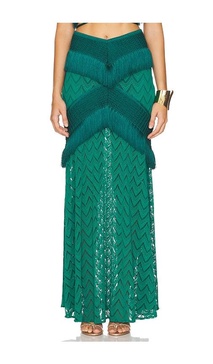 Fringe Trim Maxi Skirt