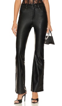 Faux Leather Five Pocket Flare Pant