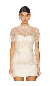 Kehlani Lace Short Sleeve Bustier Top