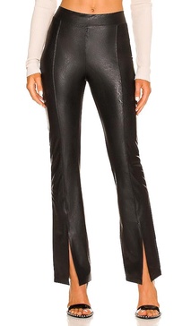 Faux Leather Split Front Pant