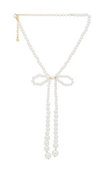 Beaded Pearl Bow Statement Necklace